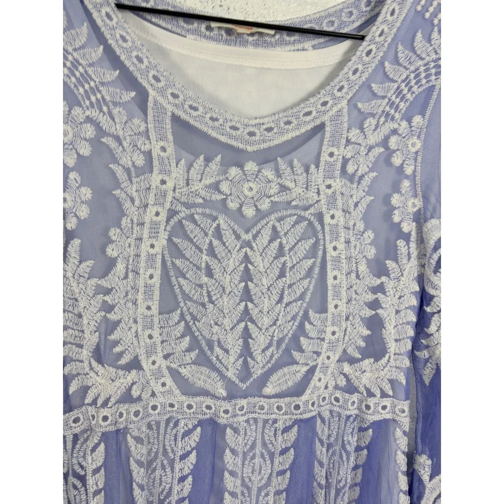 Orange Creek Maxi Dress Women S Periwinkle Embroidered Mesh Lace Long Sleeve